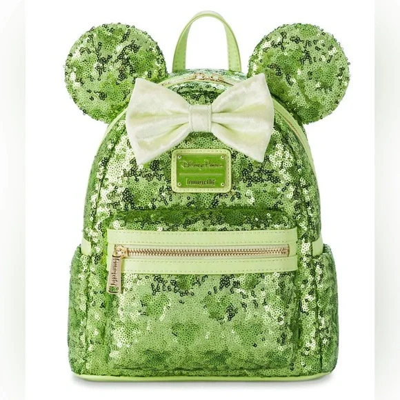 Tinkerbell Green Sequin Hidden Mickey Loungefly - Picture 1 of 4